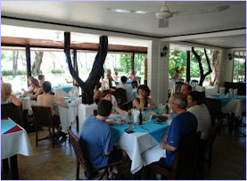 Meals are served in the restaurant at Bosque del Mar