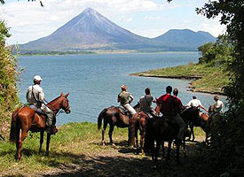 Groups horseback riding is fun